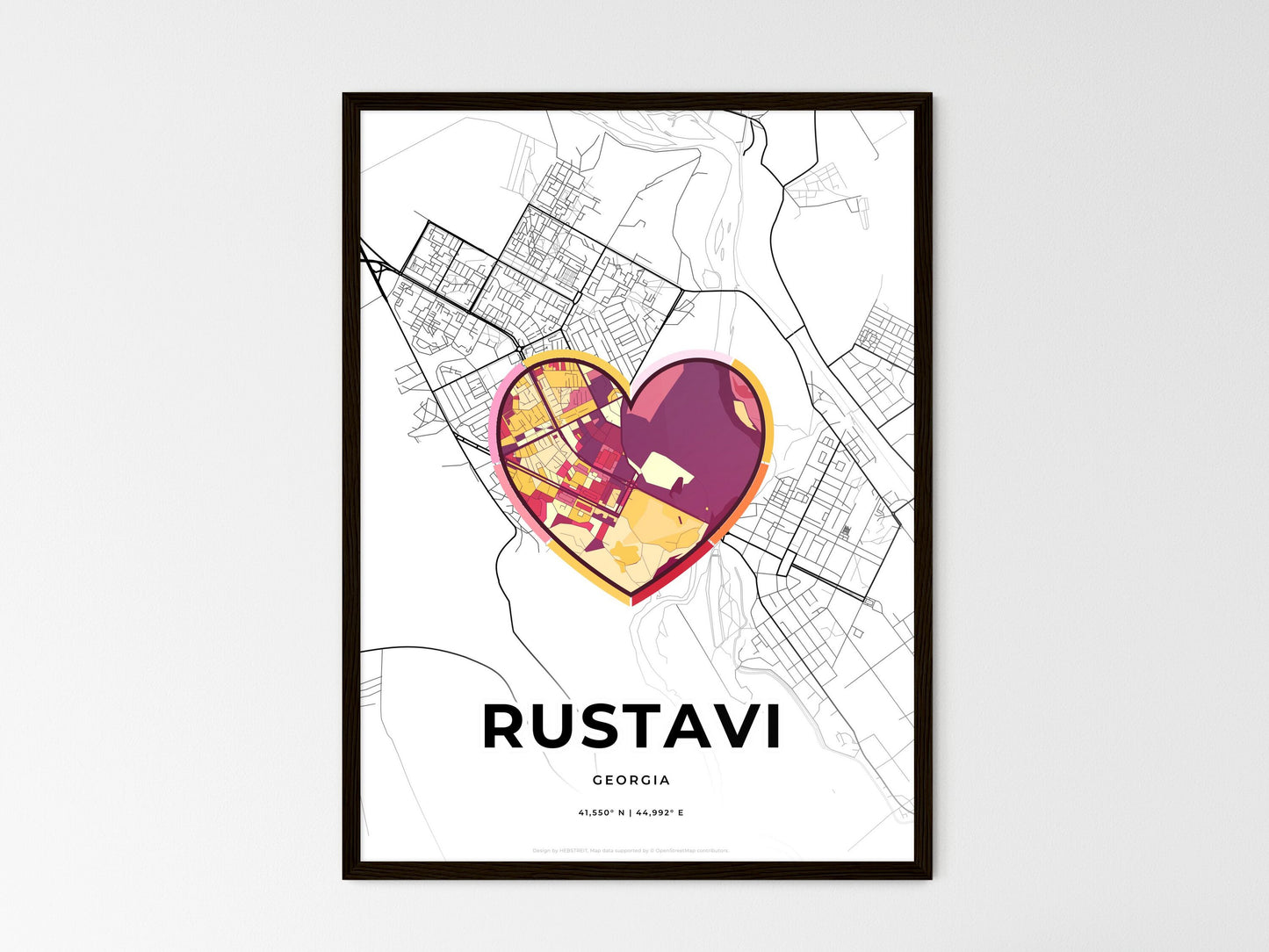 Rustavi Georgia wedding art map with heart icon