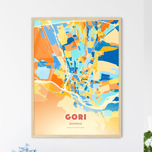 Colorful GORI GEORGIA Fine Art Map Blue Orange