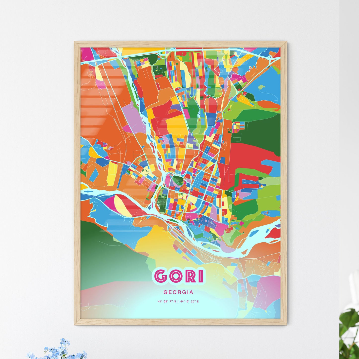 Colorful GORI GEORGIA Fine Art Map Crazy Colors