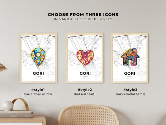 Gori Georgia maps with colorful icons