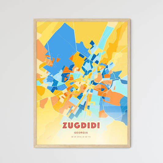 Colorful ZUGDIDI GEORGIA Fine Art Map Blue Orange