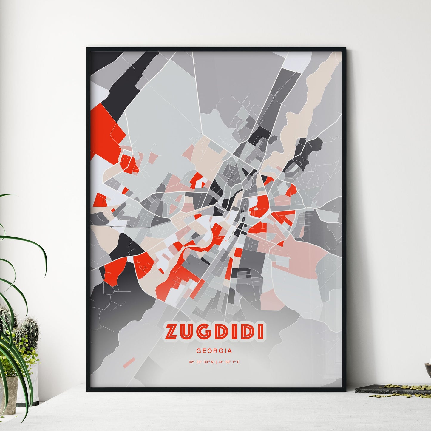 Colorful ZUGDIDI GEORGIA Fine Art Map Modern