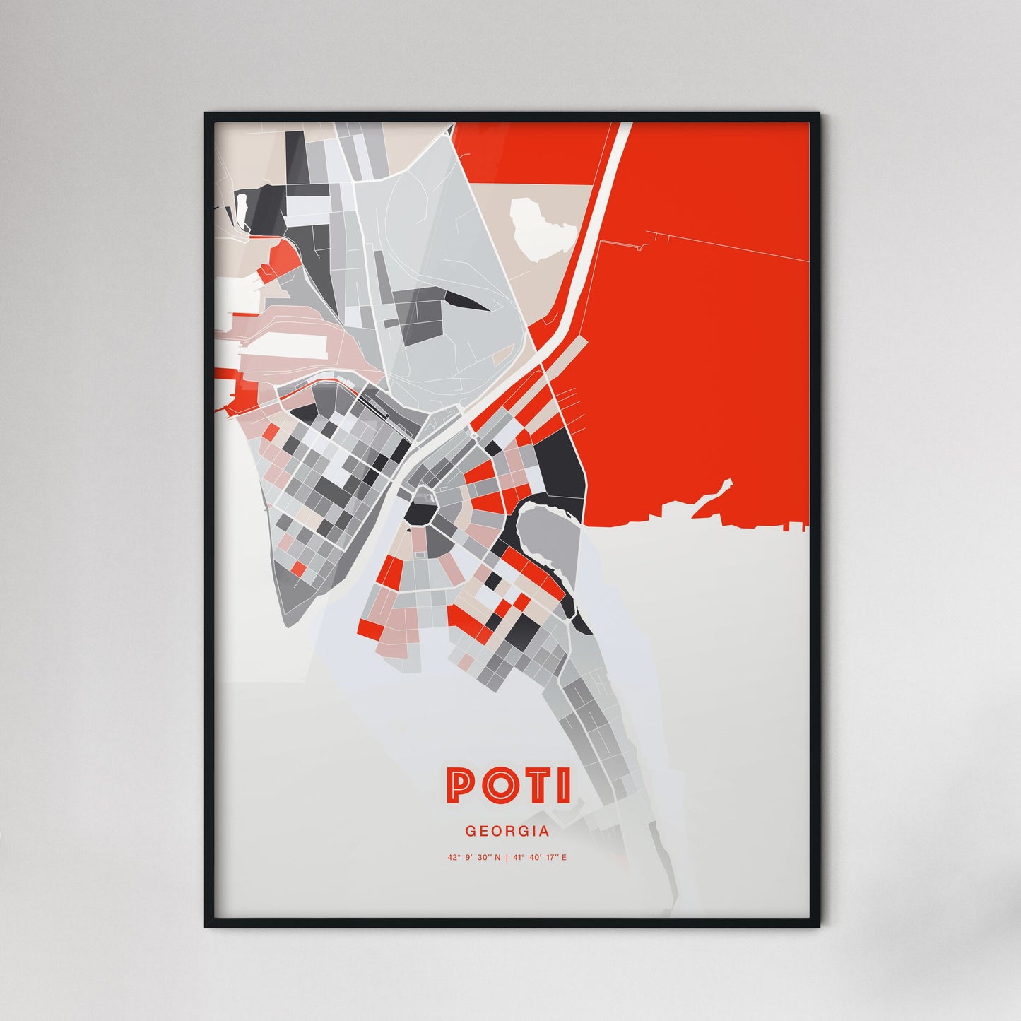 Colorful POTI GEORGIA Fine Art Map Modern