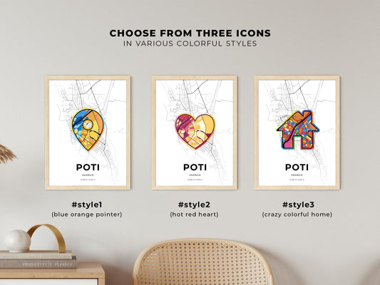 Poti Georgia maps with colorful icons