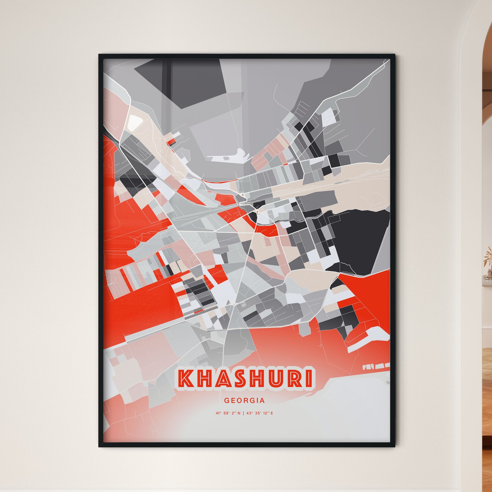 Colorful KHASHURI GEORGIA Fine Art Map Modern