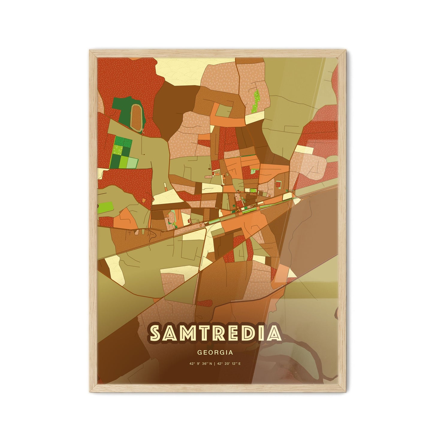 Colorful SAMTREDIA GEORGIA Fine Art Map Farmhouse