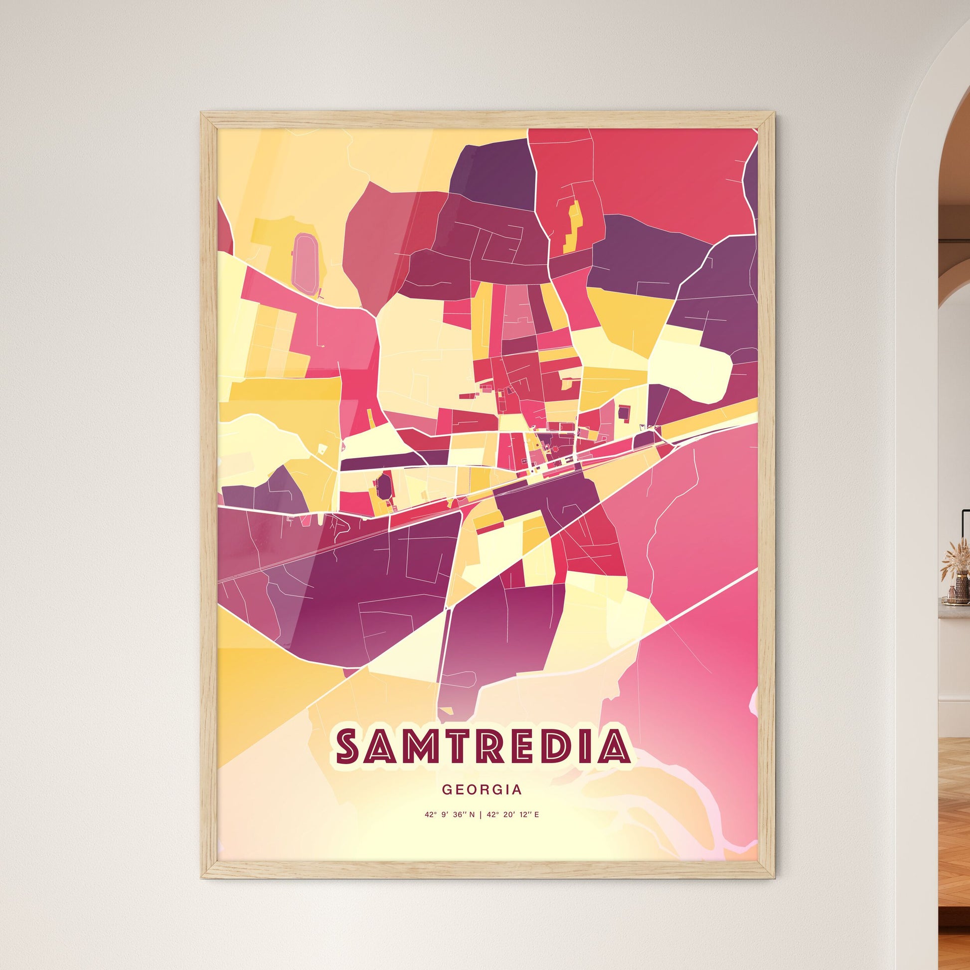 Colorful SAMTREDIA GEORGIA Fine Art Map Hot Red