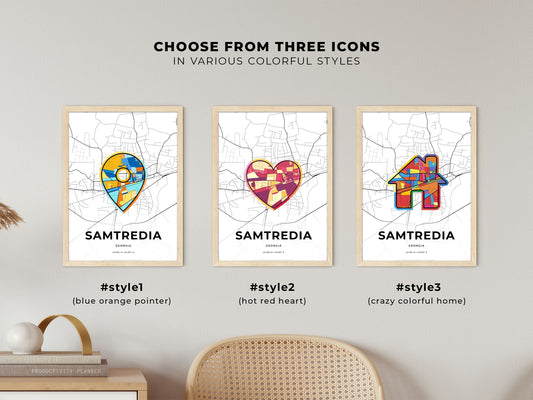 Samtredia Georgia maps with colorful icons