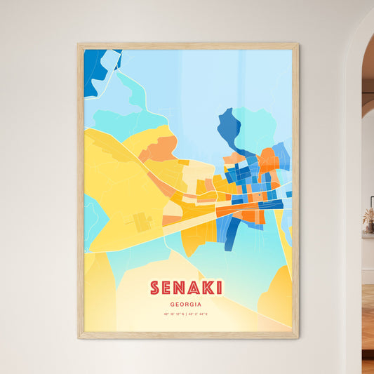 Colorful SENAKI GEORGIA Fine Art Map Blue Orange