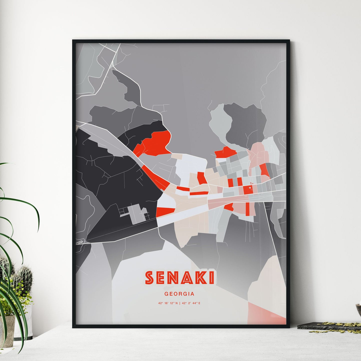 Colorful SENAKI GEORGIA Fine Art Map Modern