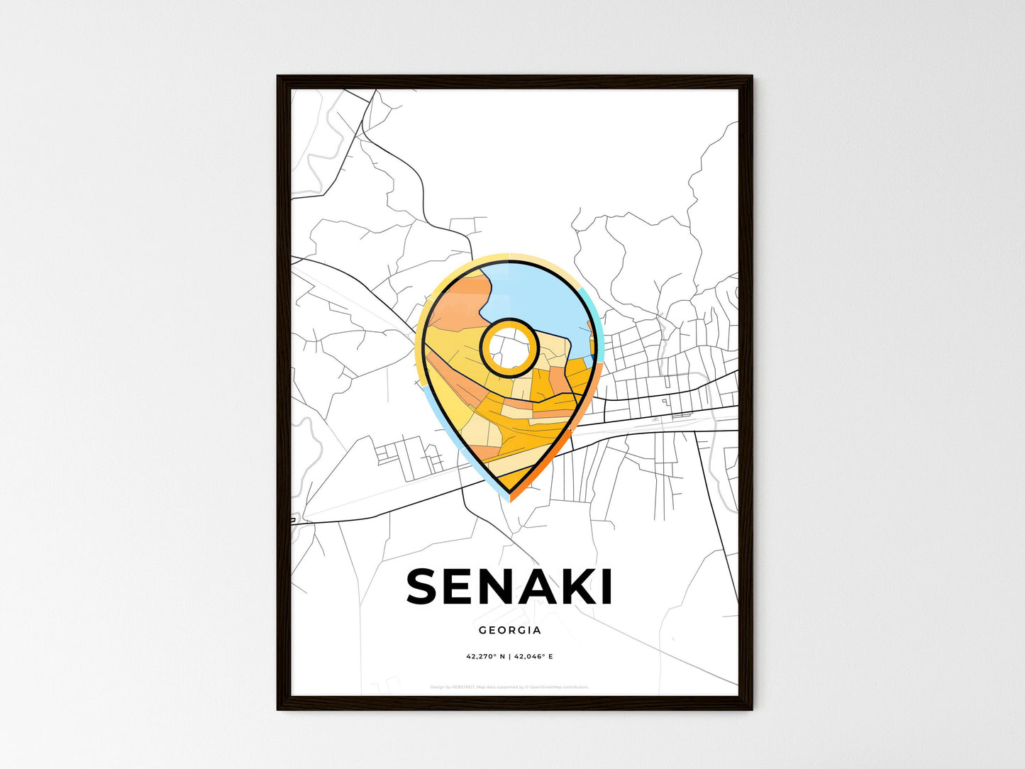 Senaki Georgia wedding art map with pointer icon