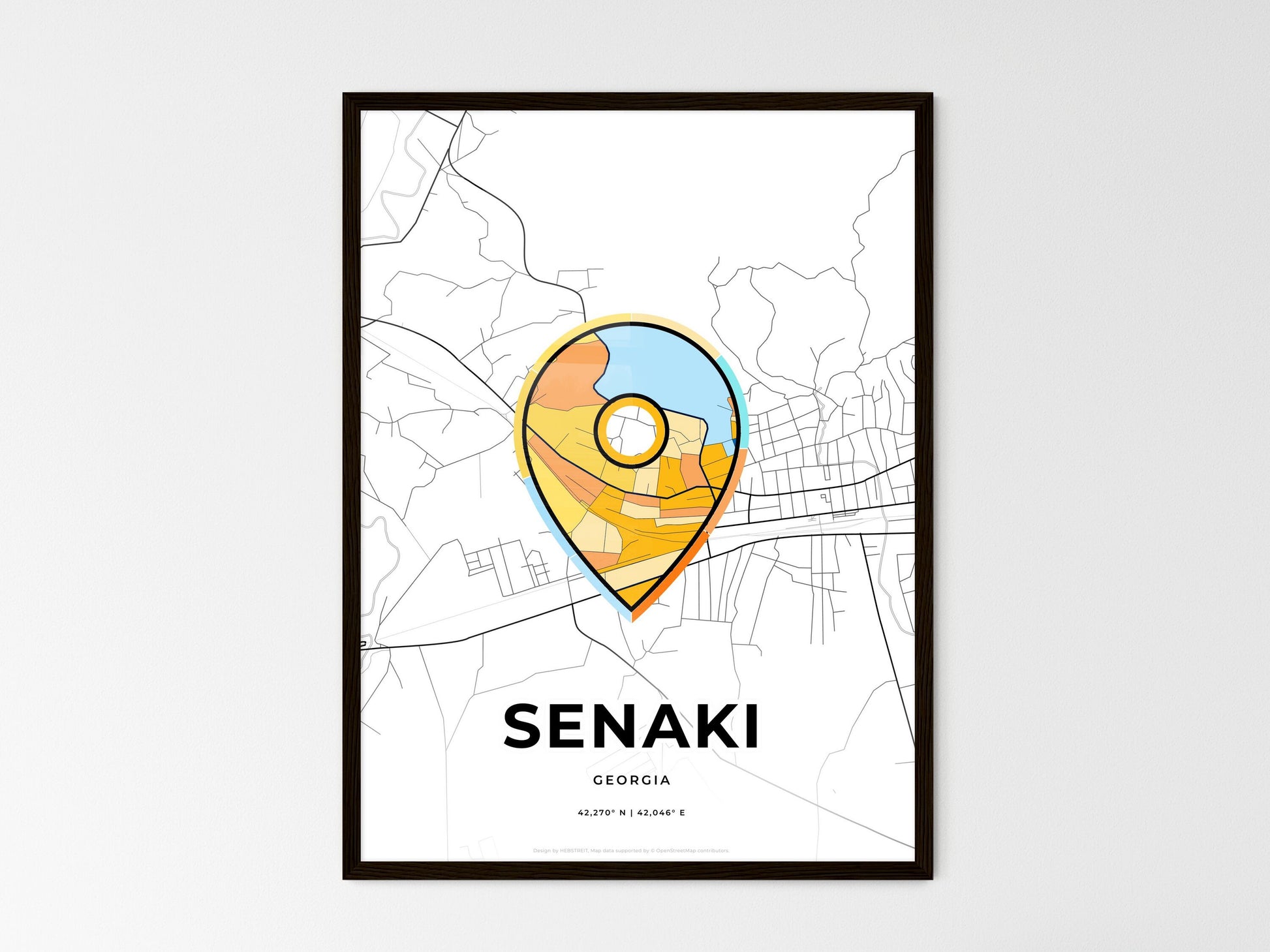 Senaki Georgia wedding art map with pointer icon