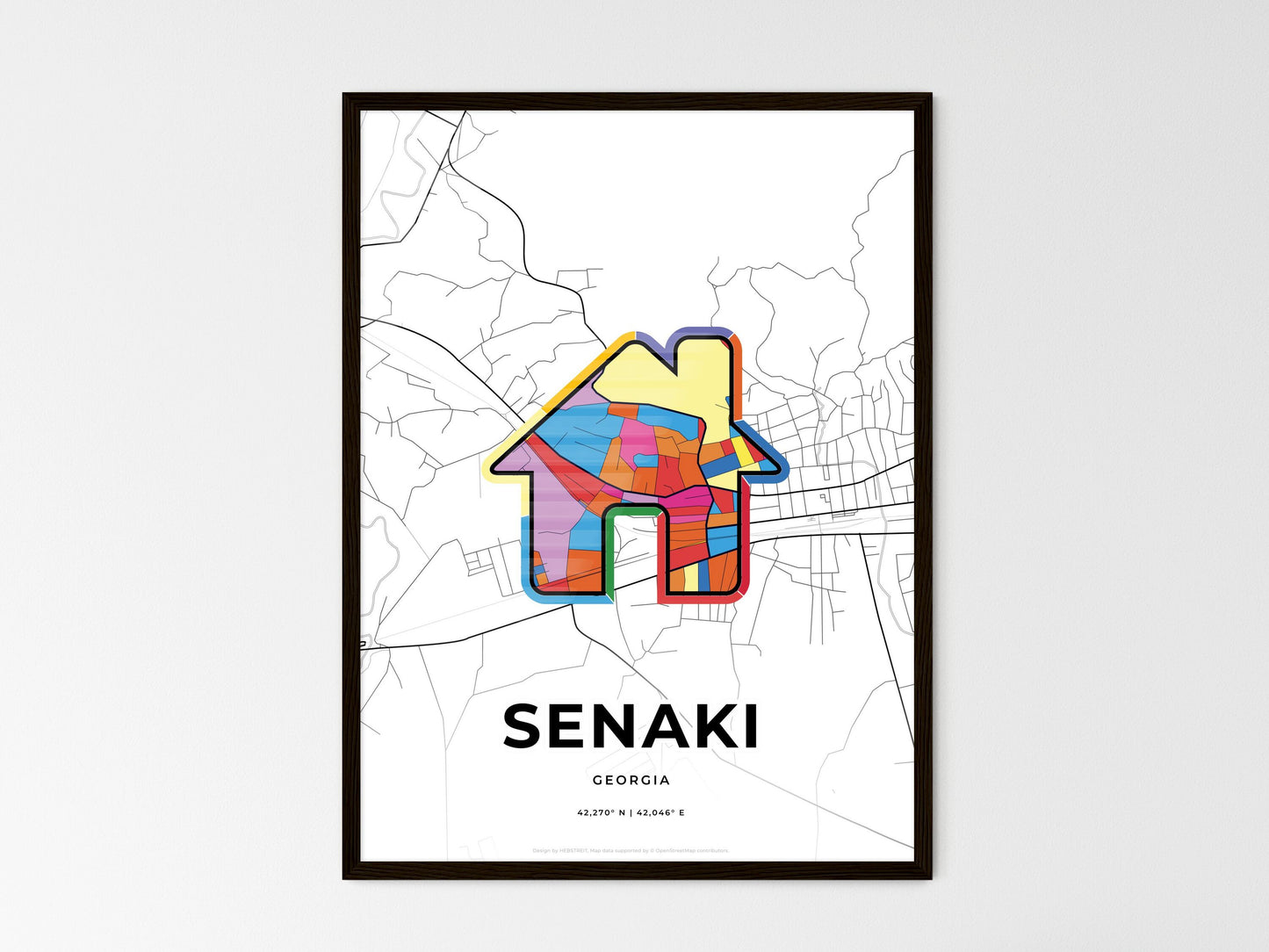 Senaki Georgia wedding art map with home icon