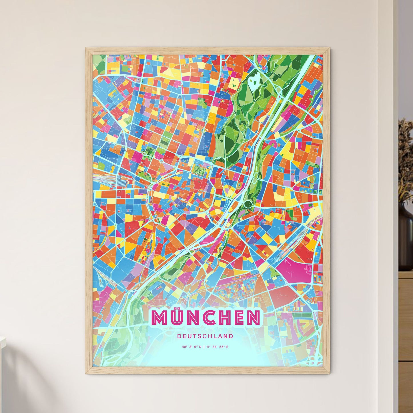 Colorful MÜNCHEN GERMANY Fine Art Map Crazy Colors