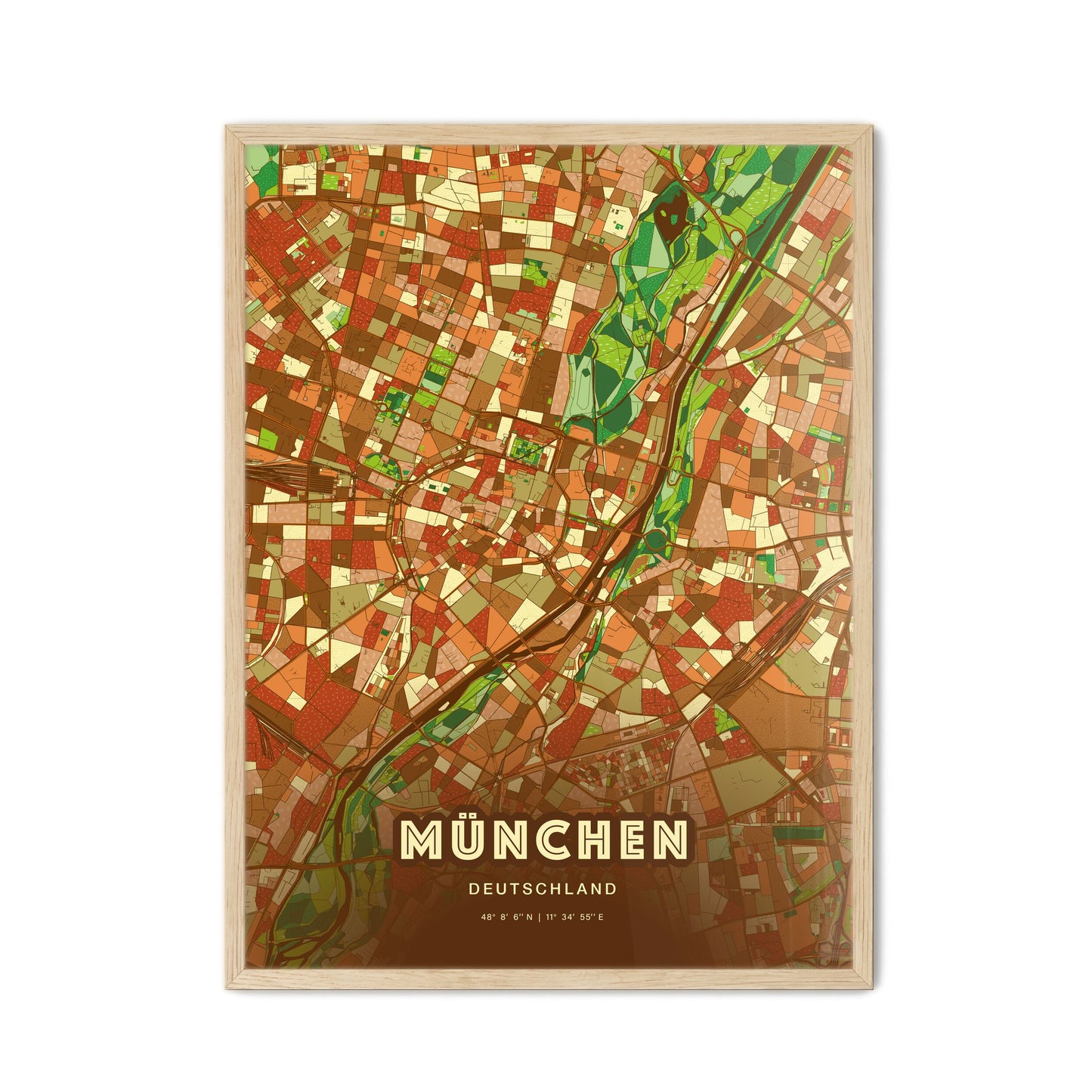 Colorful MÜNCHEN GERMANY Fine Art Map Farmhouse