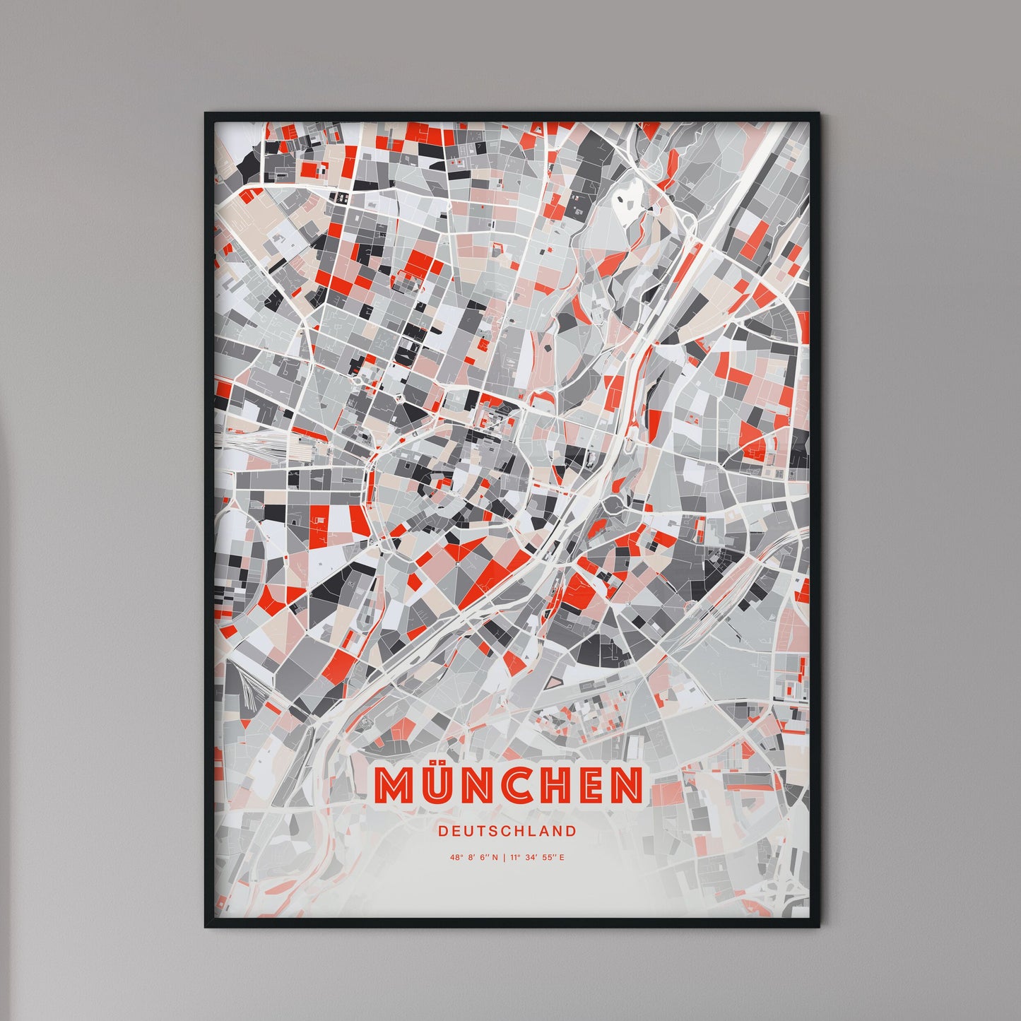 Colorful MÜNCHEN GERMANY Fine Art Map Modern