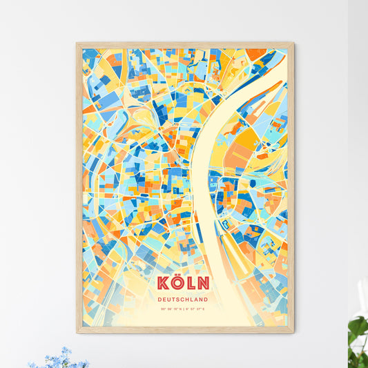 Colorful Cologne Germany Fine Art Map Blue Orange