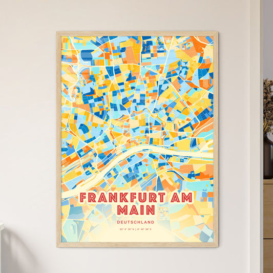 Colorful Frankfurt Am Main Germany Fine Art Map Blue Orange