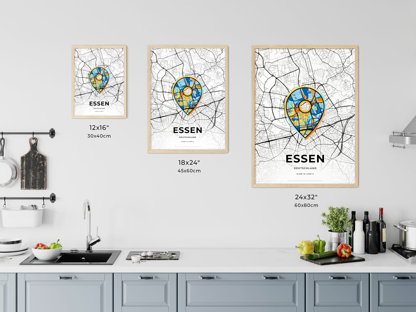 Essen Germany art map size chart