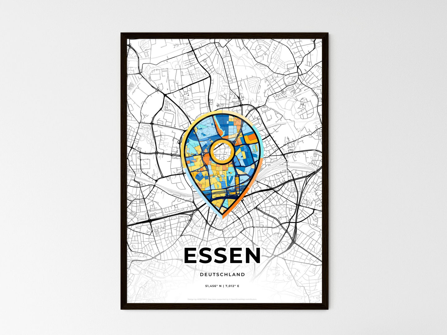 Essen Germany wedding art map with pointer icon