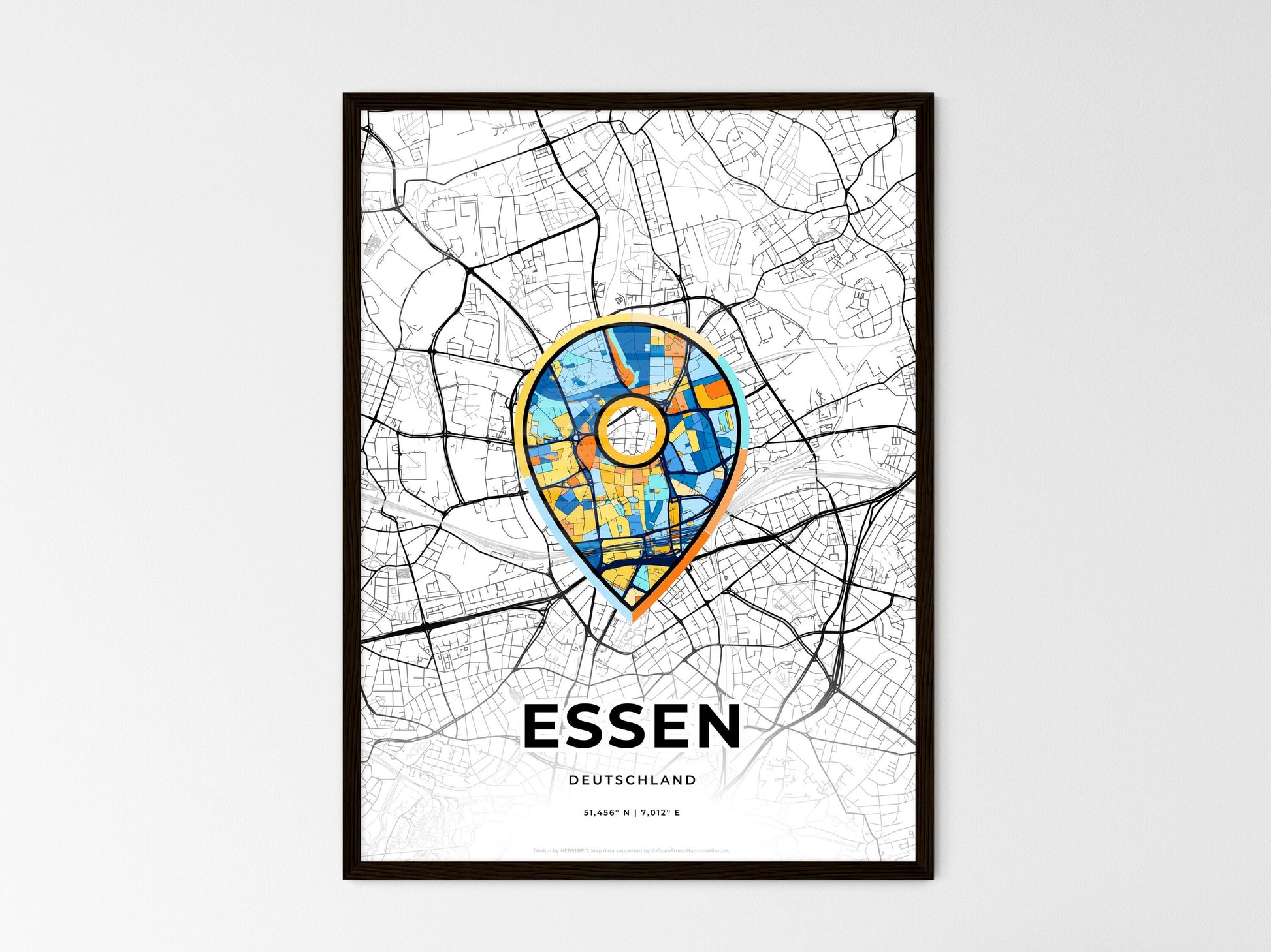 Essen Germany wedding art map with pointer icon