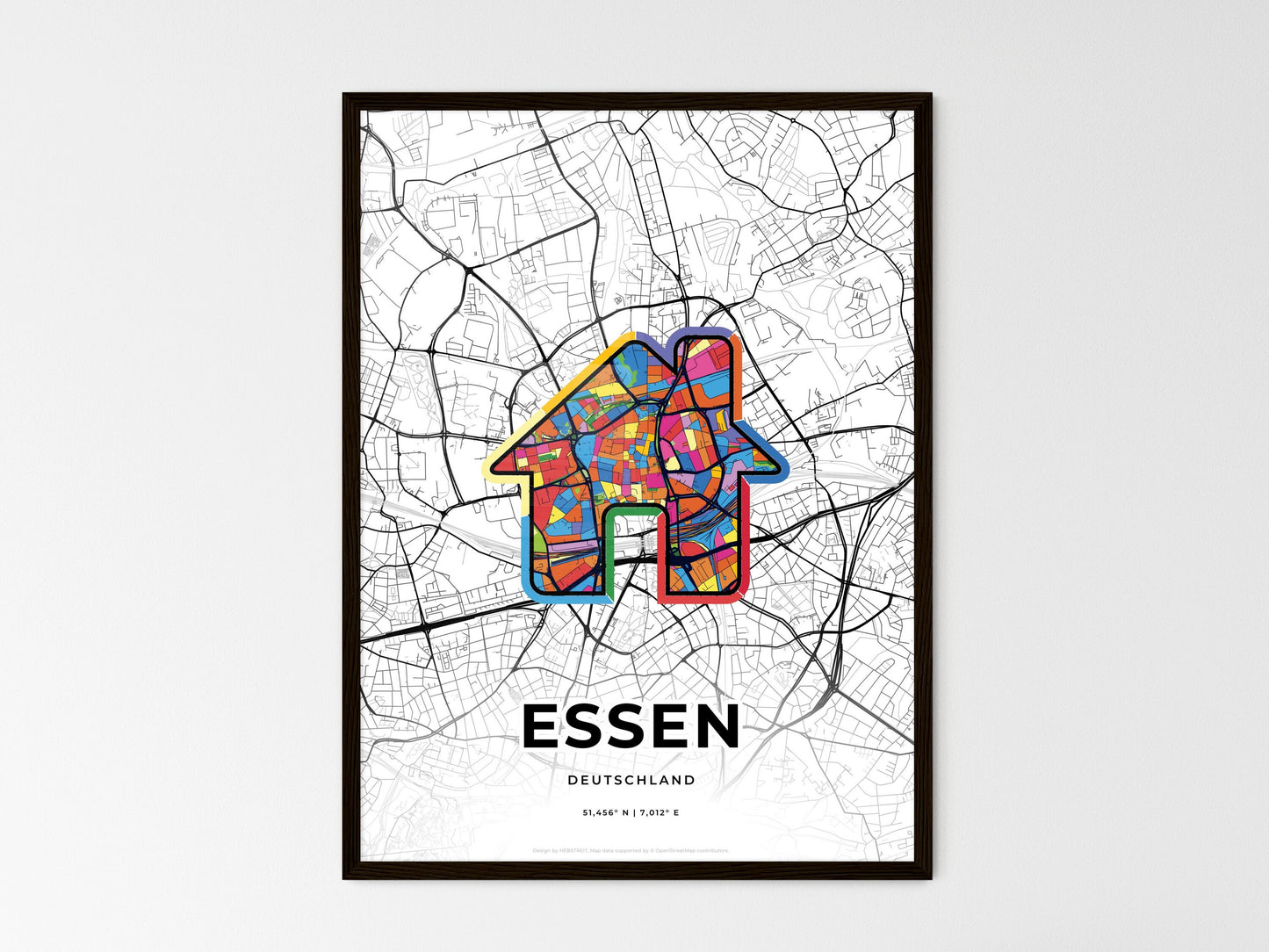 Essen Germany wedding art map with home icon