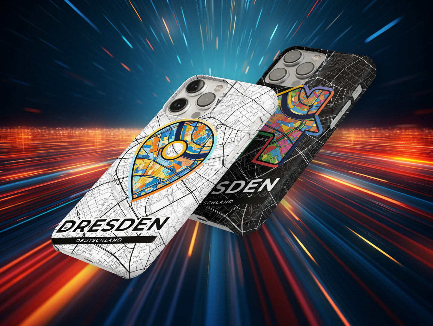Dresden Deutschland slim phone case with colorful icon. Birthday, wedding or housewarming gift. Couple match cases.
