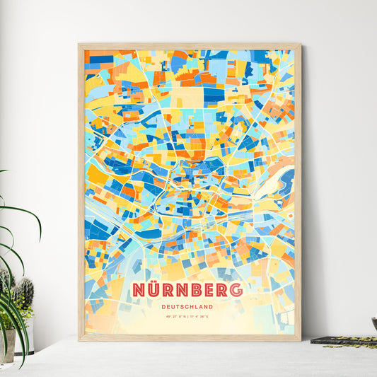 Colorful NURNBERG GERMANY Fine Art Map Blue Orange