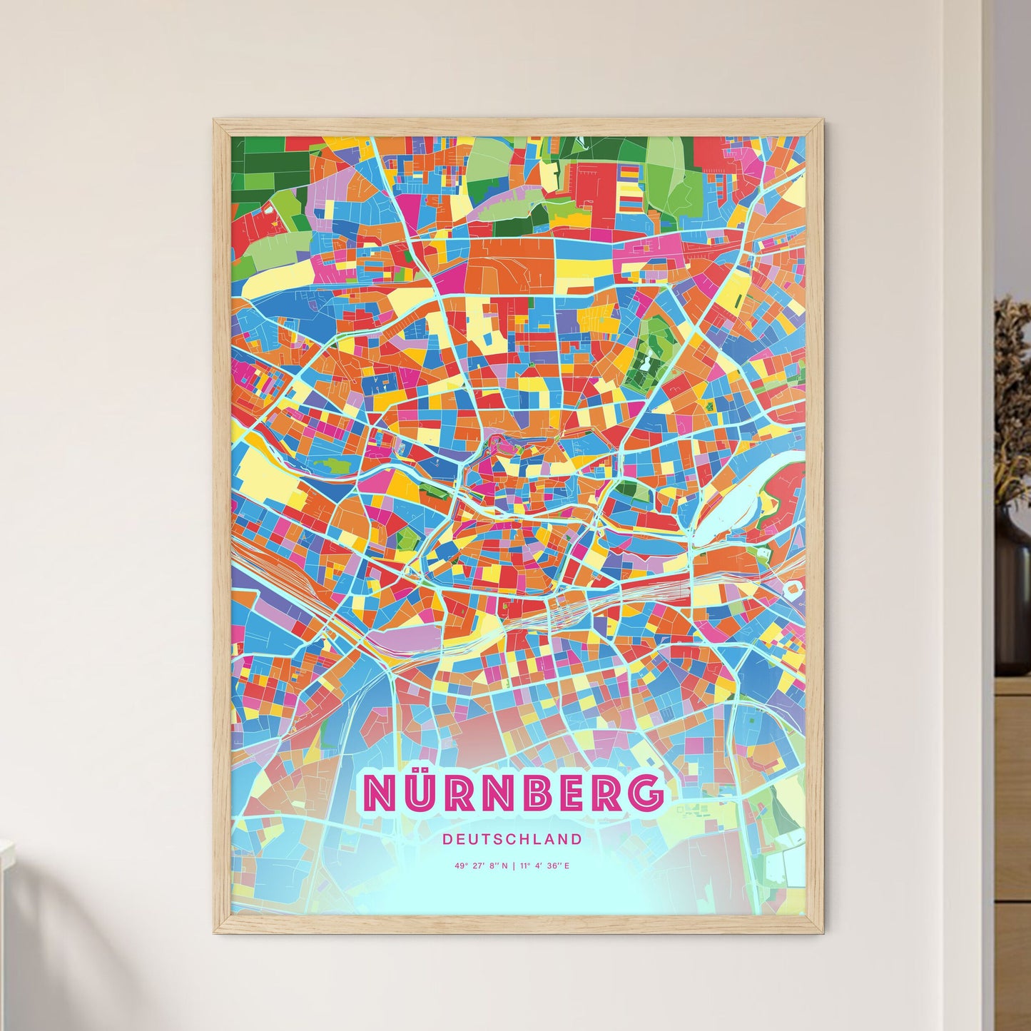Colorful NURNBERG GERMANY Fine Art Map Crazy Colors