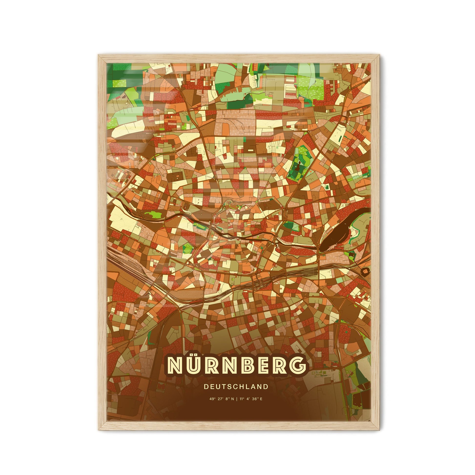 Colorful NURNBERG GERMANY Fine Art Map Farmhouse