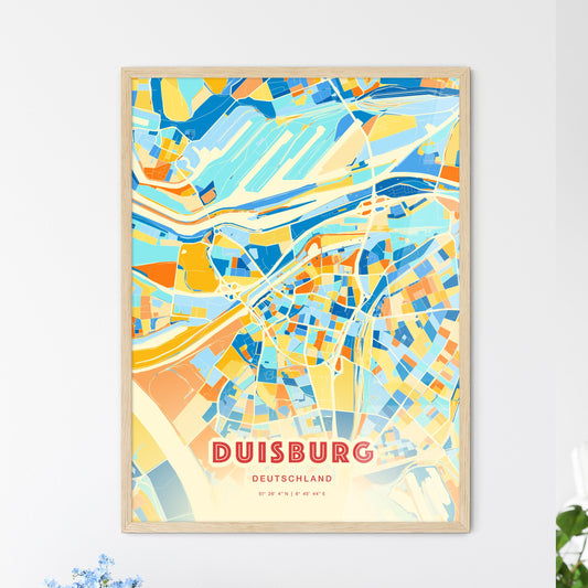 Colorful Duisburg Germany Fine Art Map Blue Orange