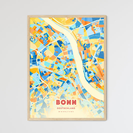 Colorful Bonn Germany Fine Art Map Blue Orange