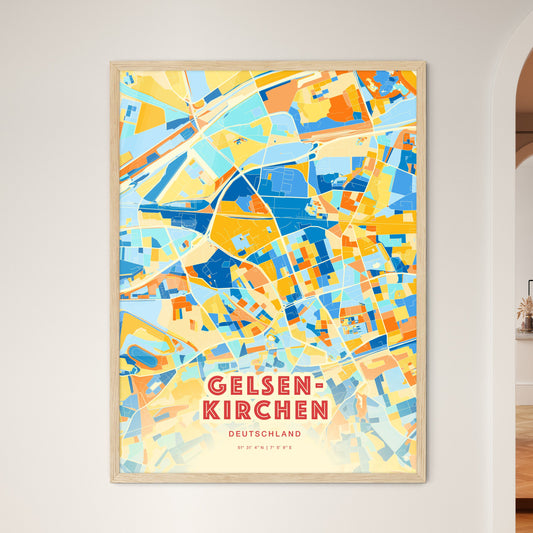 Colorful Gelsenkirchen Germany Fine Art Map Blue Orange