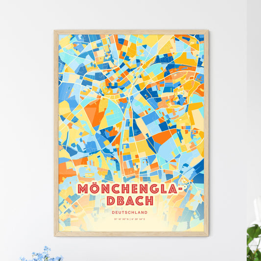 Colorful MONCHENGLADBACH GERMANY Fine Art Map Blue Orange