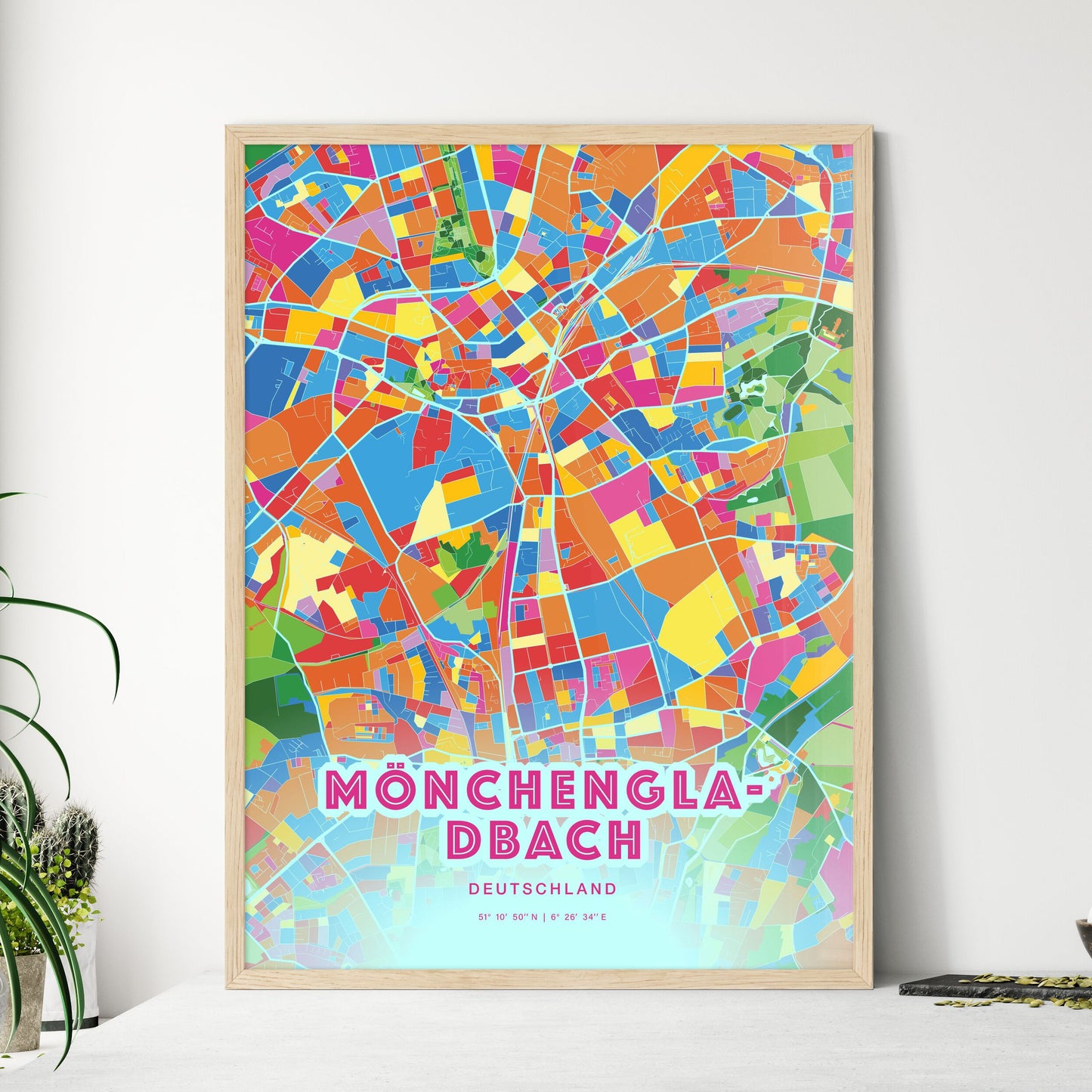 Colorful MONCHENGLADBACH GERMANY Fine Art Map Crazy Colors