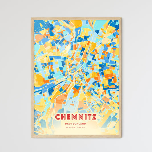 Colorful Chemnitz Germany Fine Art Map Blue Orange