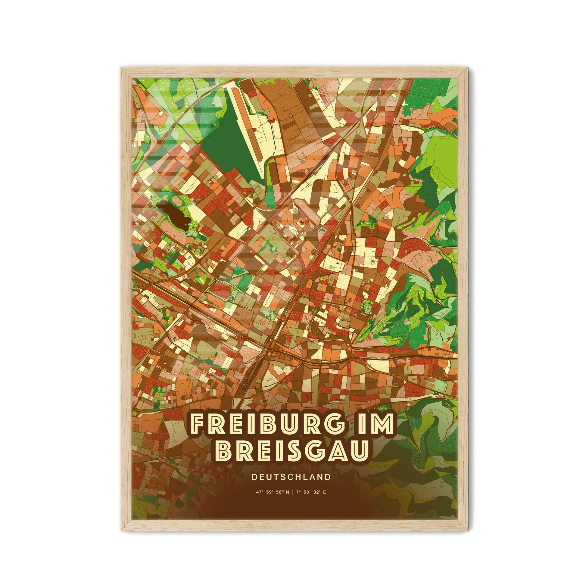 Colorful FREIBURG IM BREISGAU GERMANY Fine Art Map Farmhouse