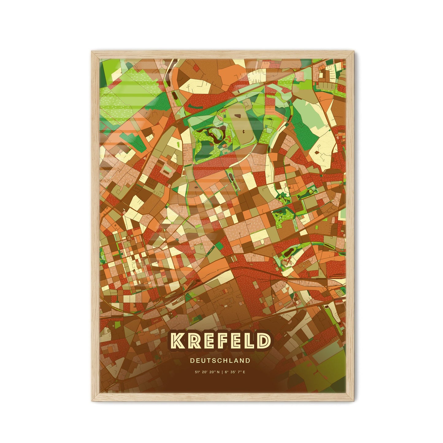 Colorful KREFELD GERMANY Fine Art Map Farmhouse