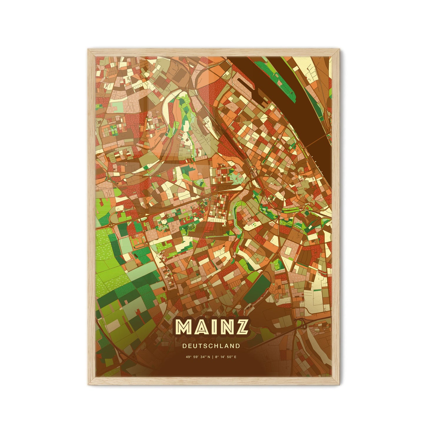 Colorful MAINZ GERMANY Fine Art Map Farmhouse