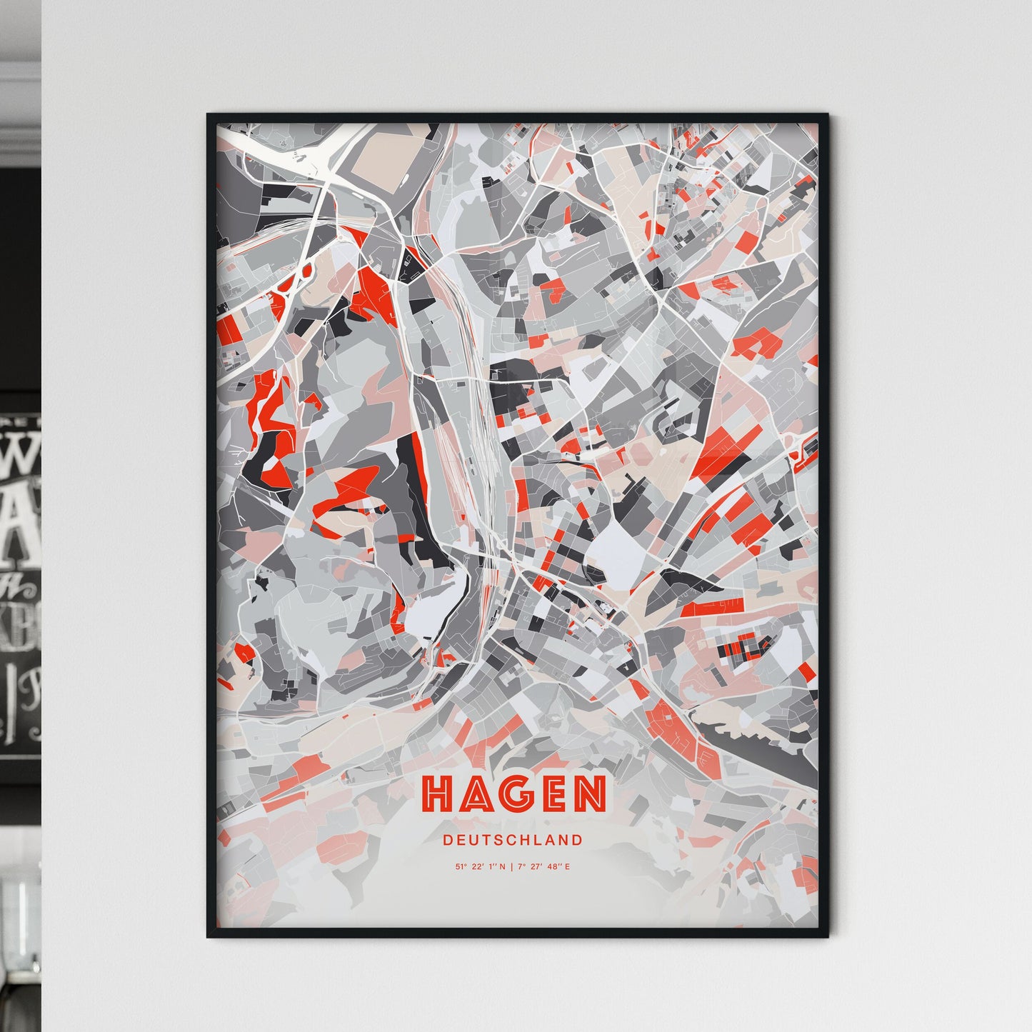 Colorful HAGEN GERMANY Fine Art Map Modern