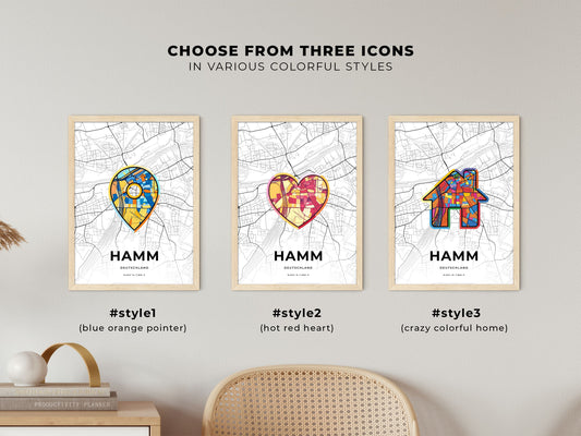 Hamm Germany maps with colorful icons