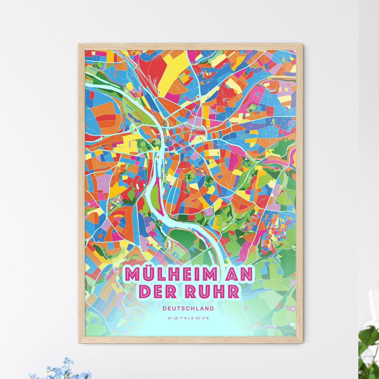 Colorful MULHEIM AN DER RUHR GERMANY Fine Art Map Crazy Colors