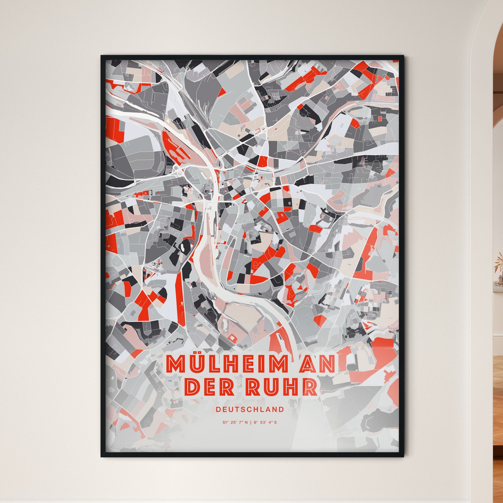 Colorful MULHEIM AN DER RUHR GERMANY Fine Art Map Modern