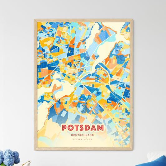 Colorful Potsdam Germany Fine Art Map Blue Orange