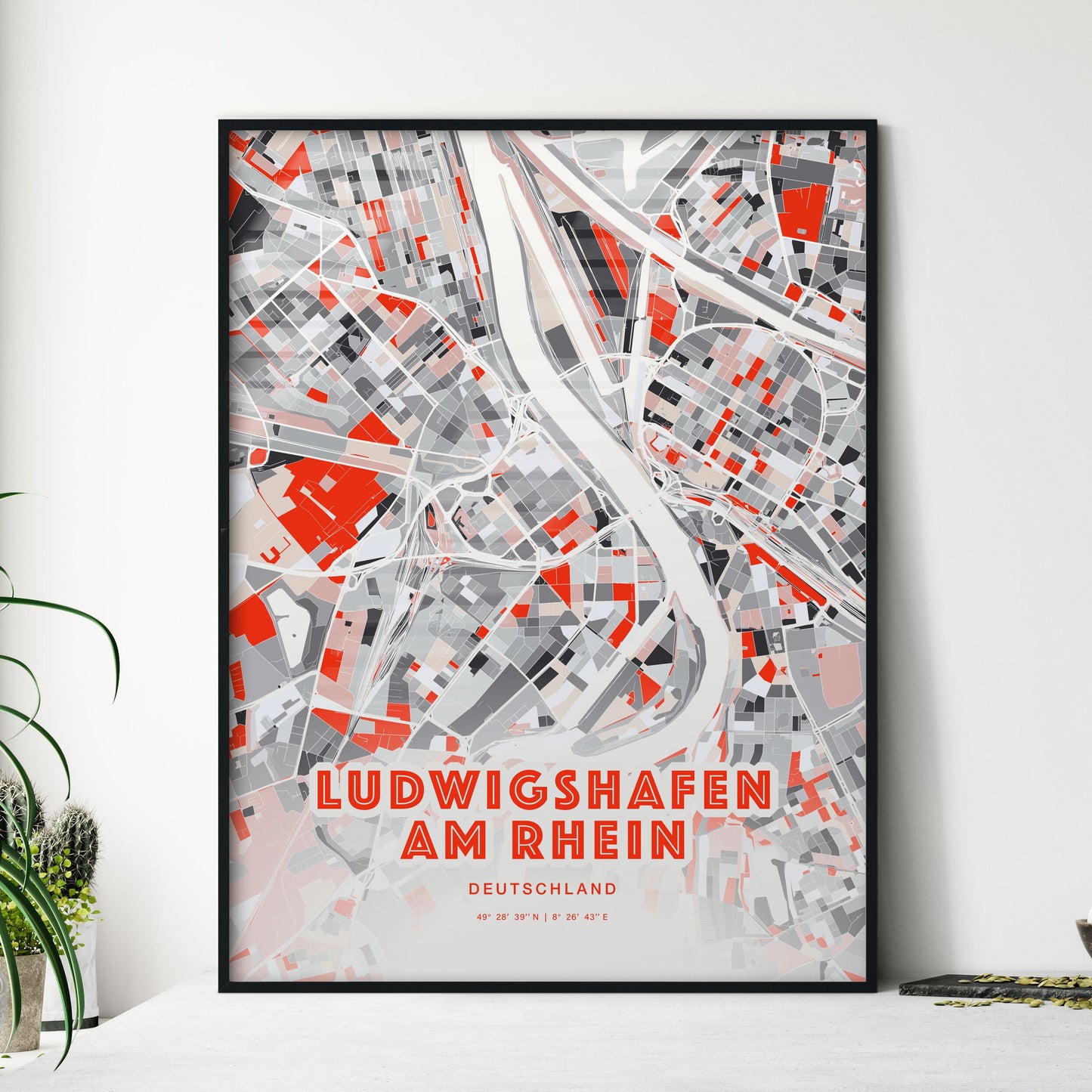 Colorful LUDWIGSHAFEN AM RHEIN GERMANY Fine Art Map Modern