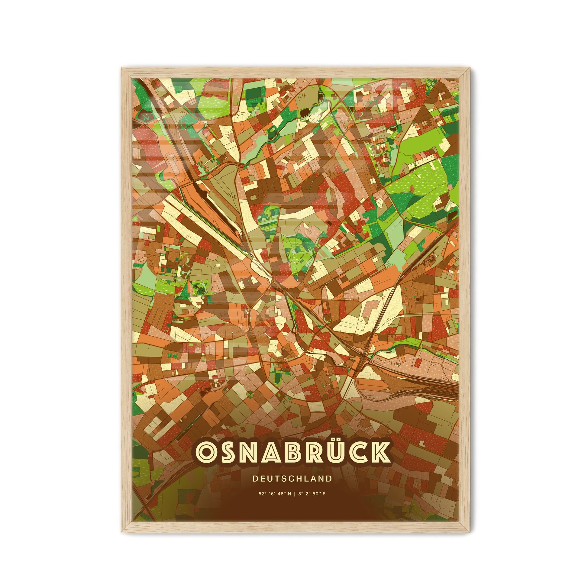 Colorful OSNABRUCK GERMANY Fine Art Map Farmhouse