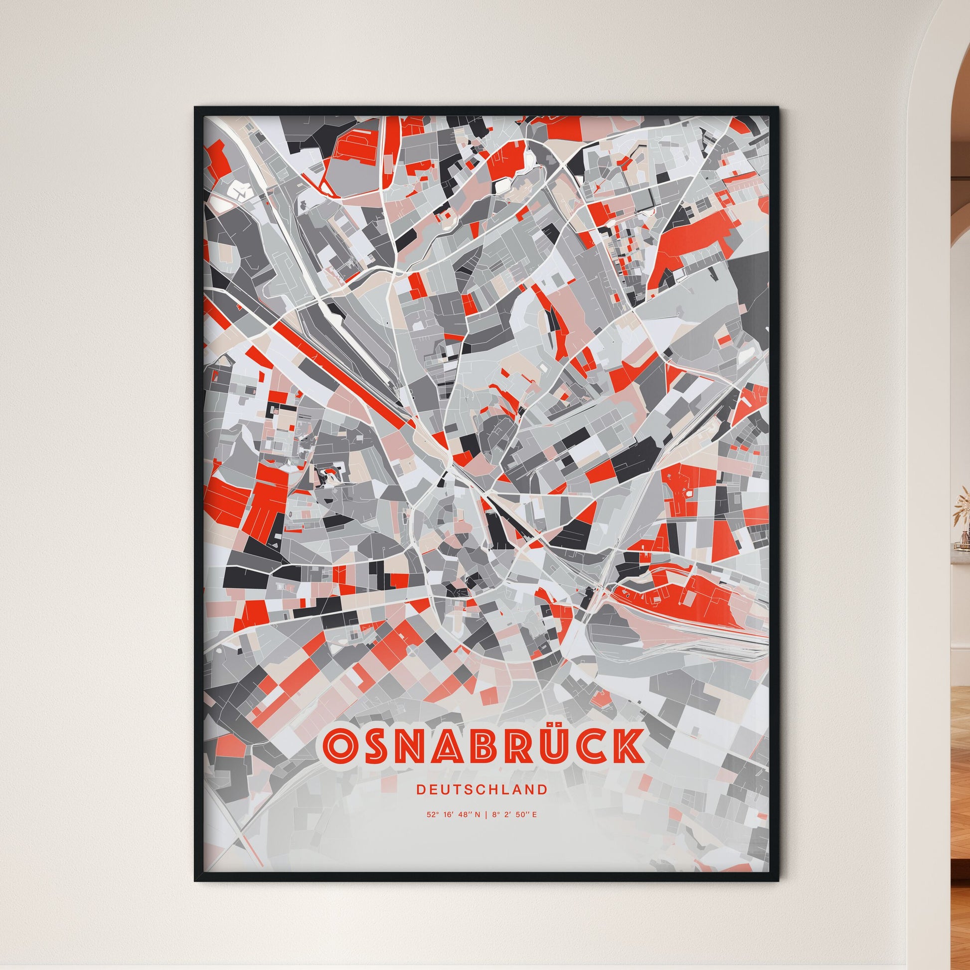 Colorful OSNABRUCK GERMANY Fine Art Map Modern