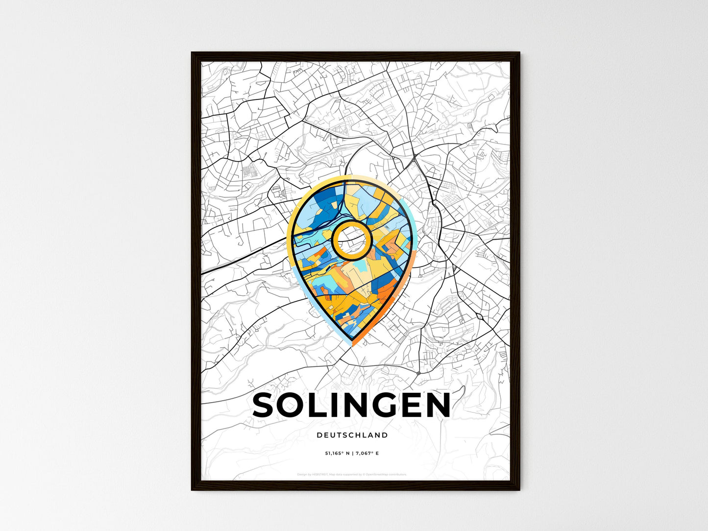 Solingen Germany wedding art map with pointer icon