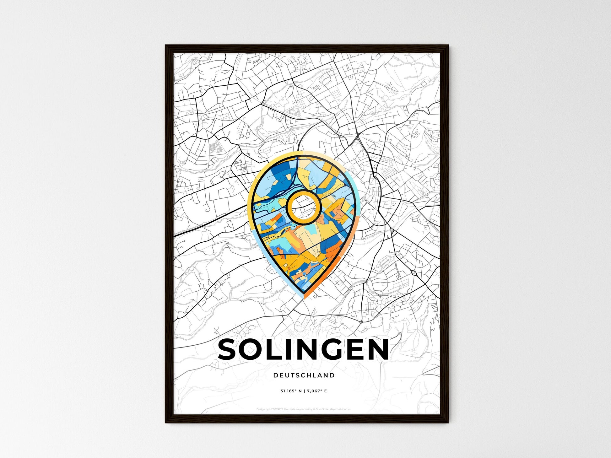 Solingen Germany wedding art map with pointer icon