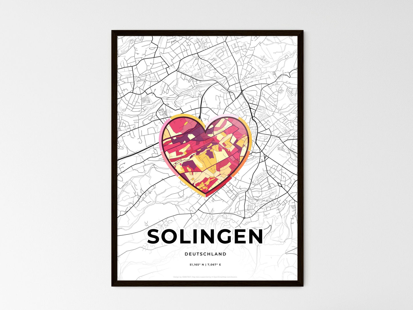 Solingen Germany wedding art map with heart icon